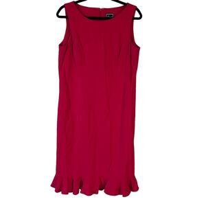 Vintage 90s Lennie New York Red Ruffle Hem Linen Blend Dress Women’s Size 10